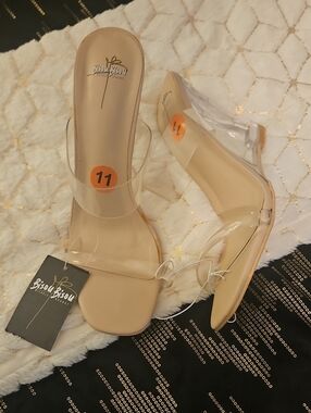 Bisou Bisou Nude Clear Strap Slide Mules